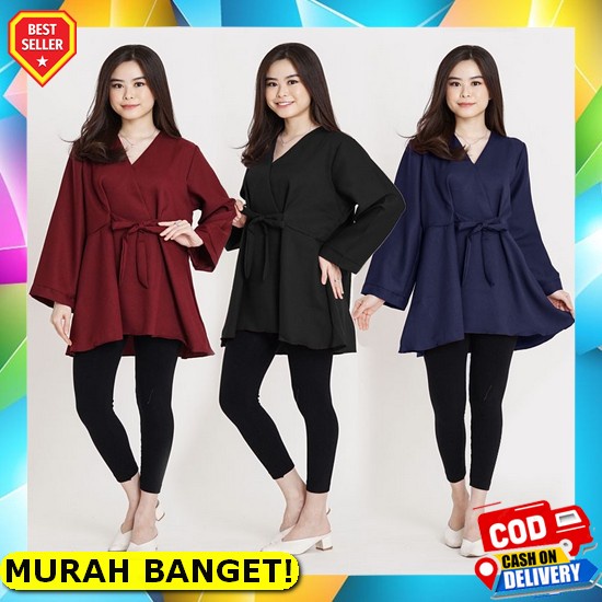 Baju Blouse Atasan Wanita Terbaru 2021 Korea Korean Style Import Top Muslim Polos Fashion Remaja Wan