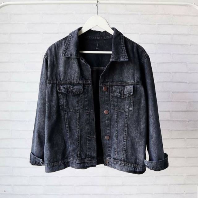 JAKET SNOW BLACK VINTAGE CROP / JAKET JEANS CEWEK MURAH