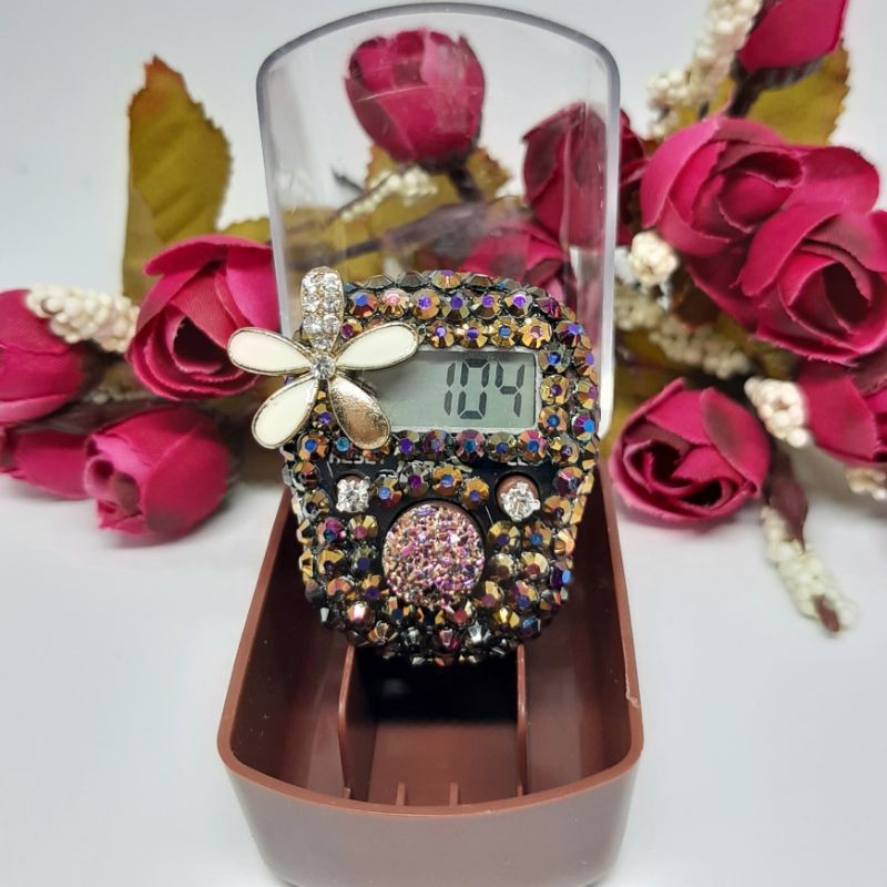 LED alarm bronze tasbih digital hias tasdig swarovsky alat hitung dzikir grosir haji umroh souvenir