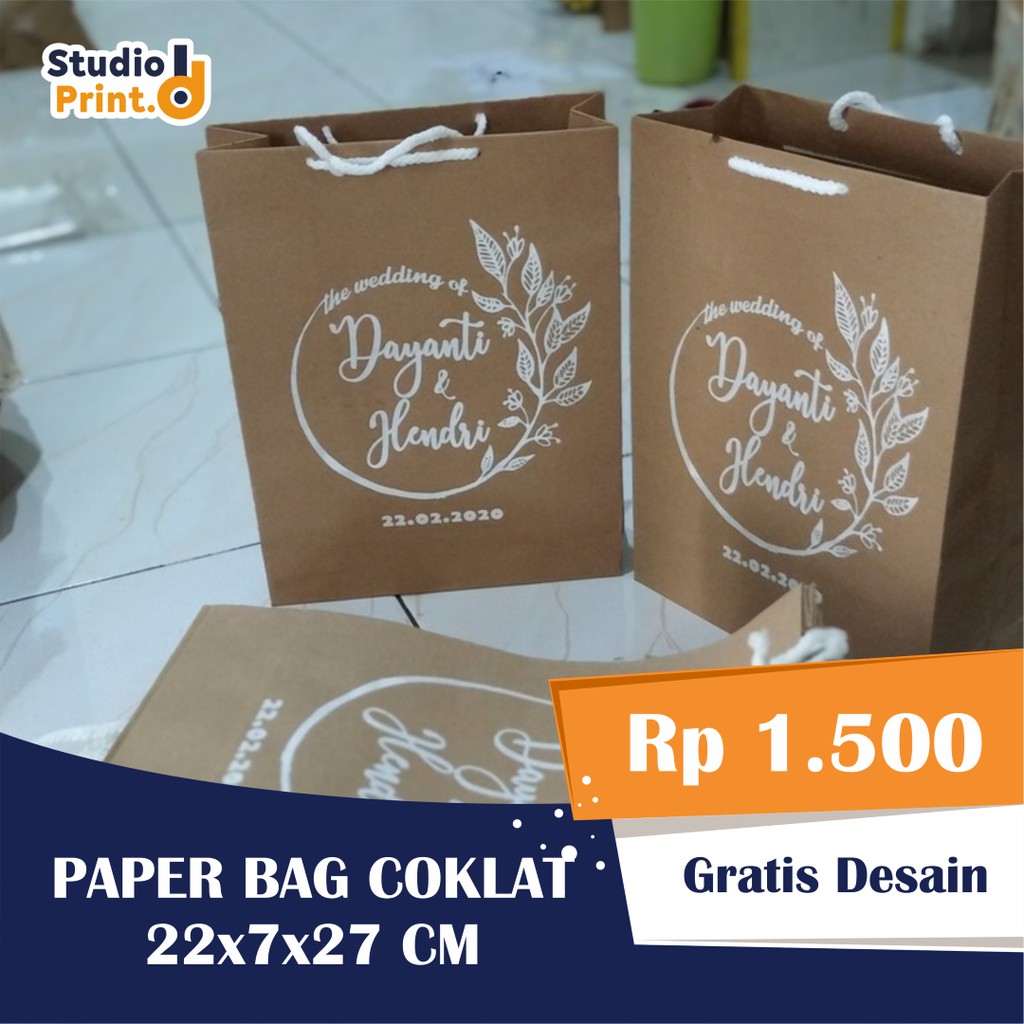 

Paper Bag Tas Kertas Kraft Coklat Polos Atau Sablon Paperbag Kado Souvenir Wedding Pernikahan Makanan Hampers Murah 22 x 7 x 27 cm
