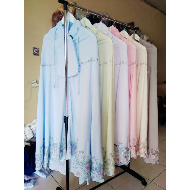 Mukena Telekung Premium Dewasa Bordir Manual Tasik Kerancang BUNGA GACLUK free Tas