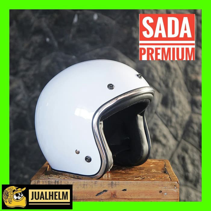 Helm Retro SADA Jitsu White  ( Helm Classic / Helm Klasik / Helm Vespa / Helm Bogo )