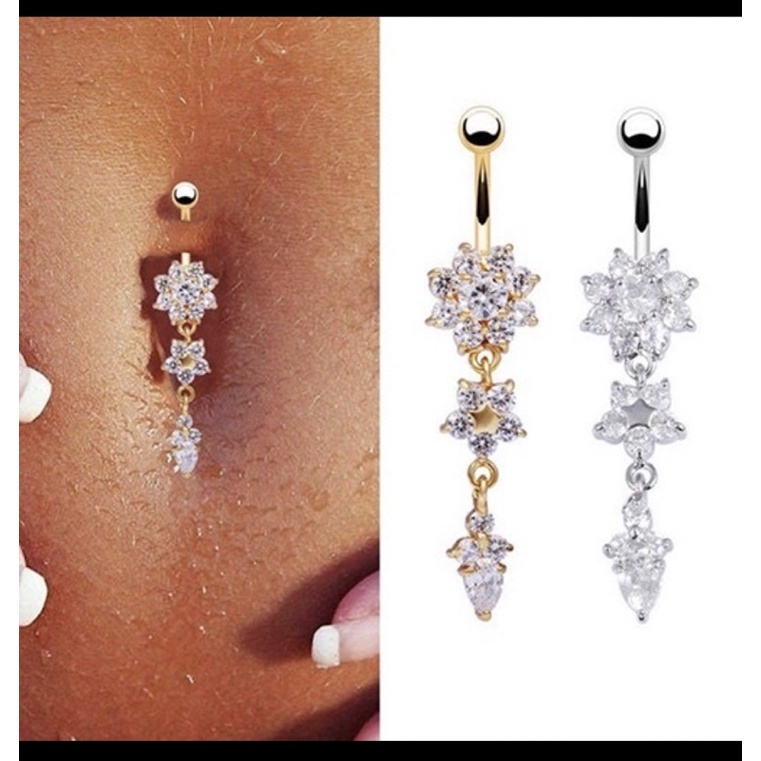 anting belly / anting pusar / piercing belly stainles stell antinkarat dan anti luntur