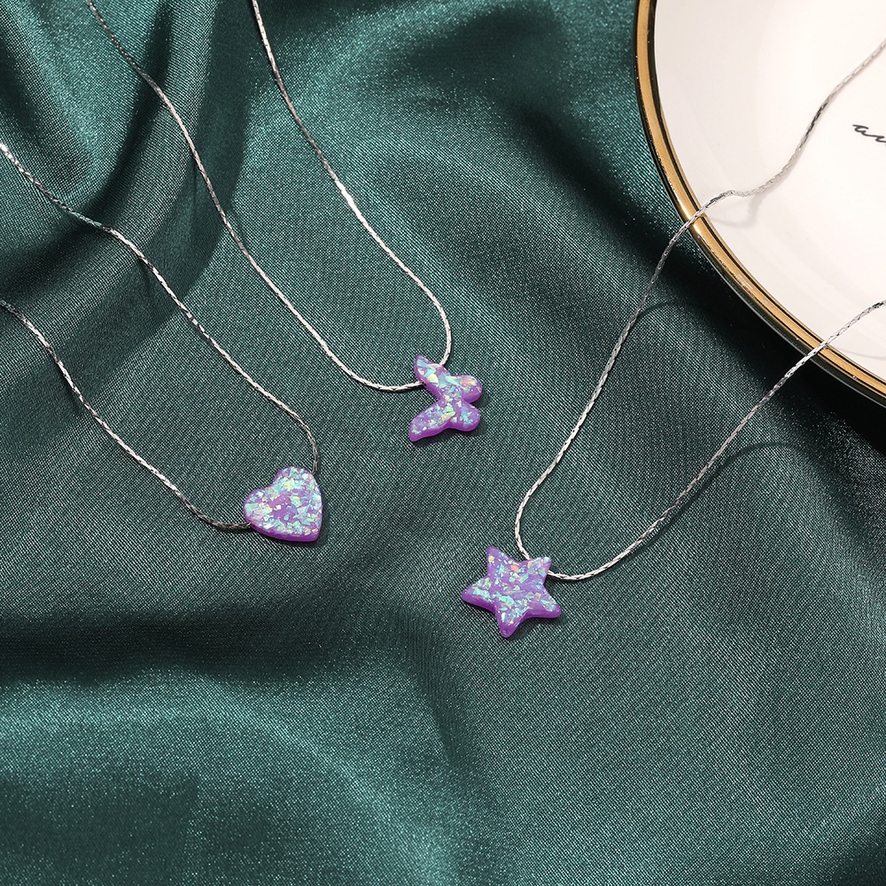 Kalung Bintang Payet Warna Fantasi Kupu-Kupu Rantai Klavikula / Butterfly Star Love Pendant Necklace