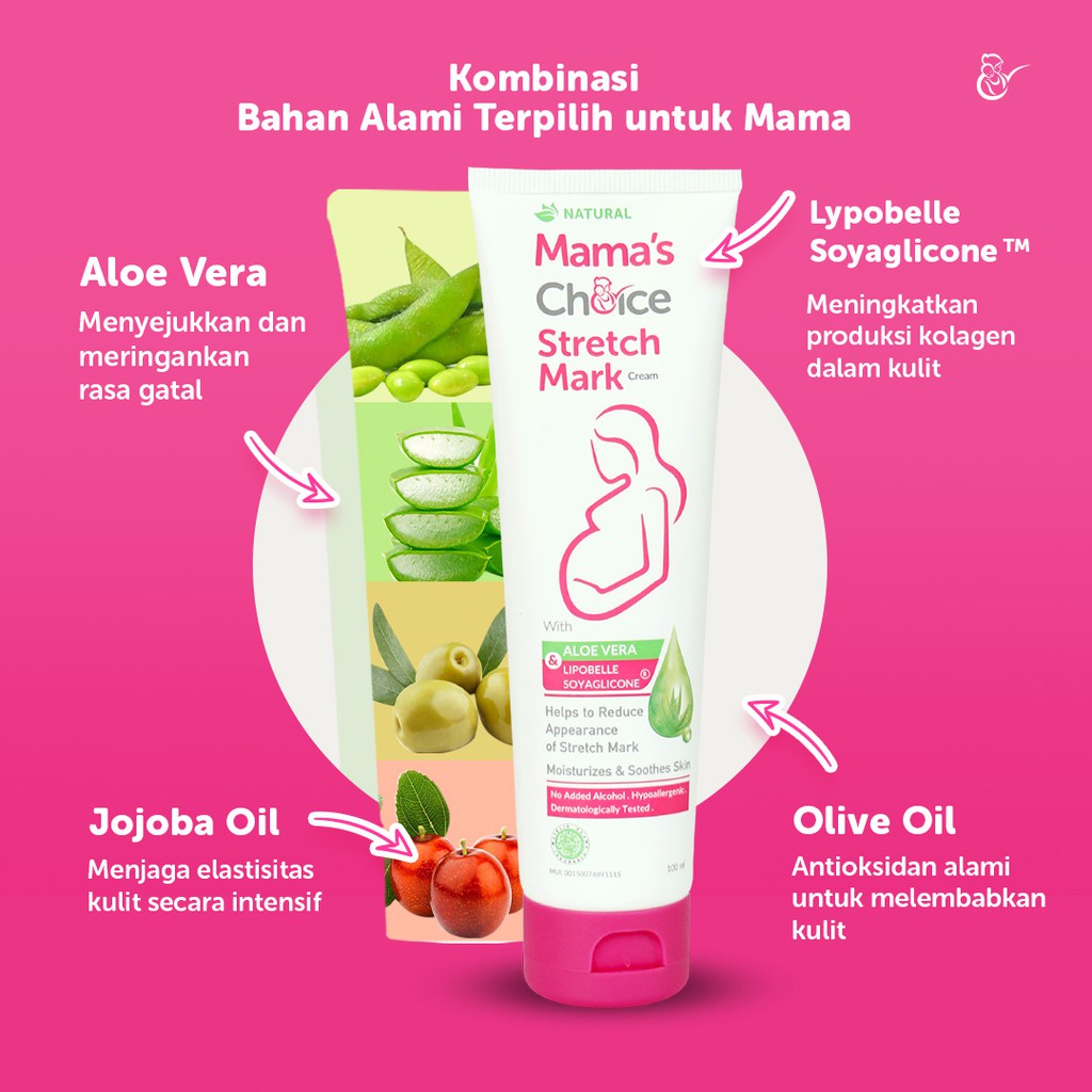 Mama's Choice Stretch Mark Cream (Solusi Perut Gatal dan Stretch Mark) - 100ml