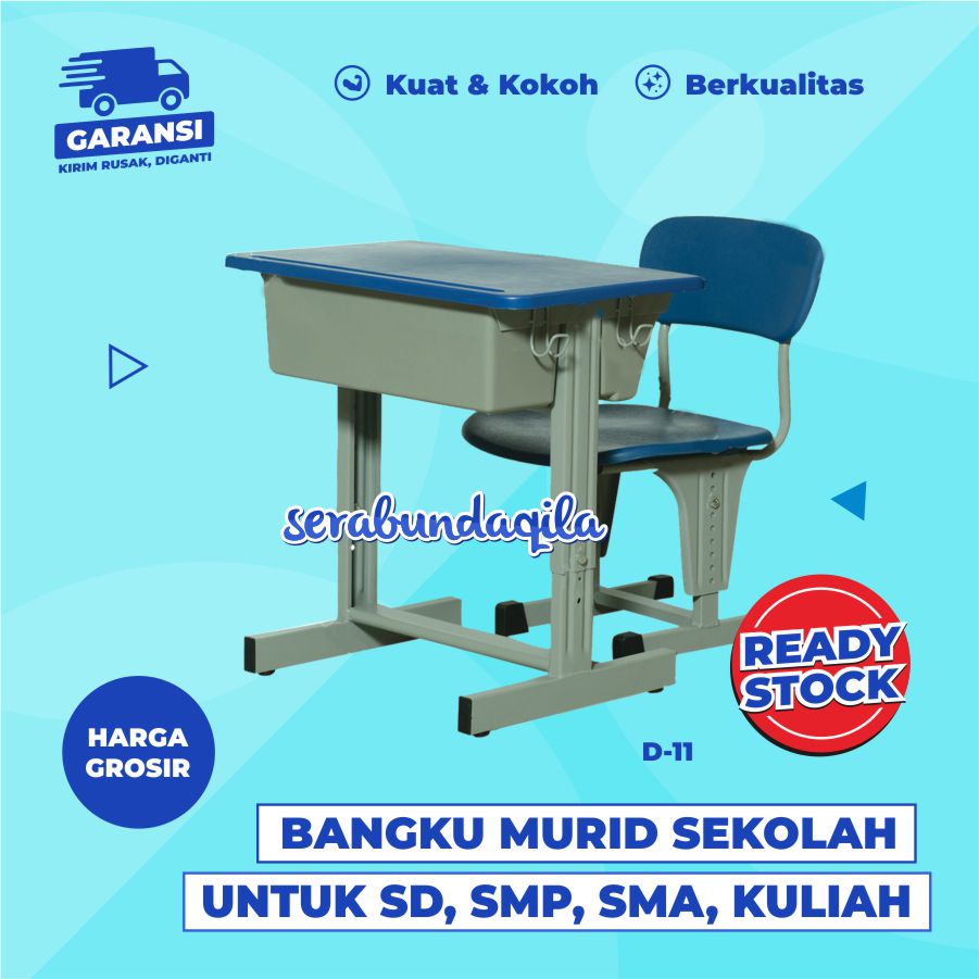 D11 meja kursi bangku sekolah rangka besi harga murah cocok untuk SD / SMP / SMA
