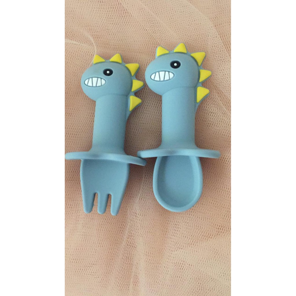 SILICONE MINI DINO SPOON SET