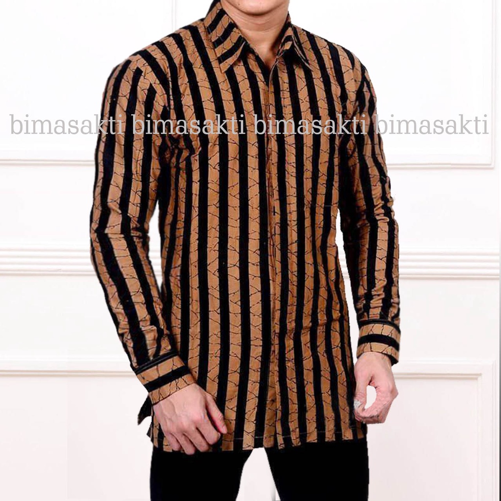 kemeja batik pria lengan panjang lawassan coklat - baju batik pria lengan panjang - kemeja batik cowok lengan panjang - kemeja batik laki laki lengan panjang - bimasakti - kemeja pria terbaru 2022 - kemeja pria kantor terbaru - baju batik cowok kondangan