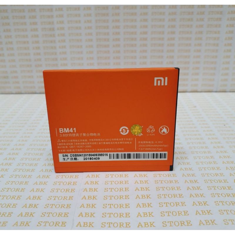 BATTERY BATRE BATRAI BATERAI XIAOMI REDMI 1S BM41 ORIGINAL