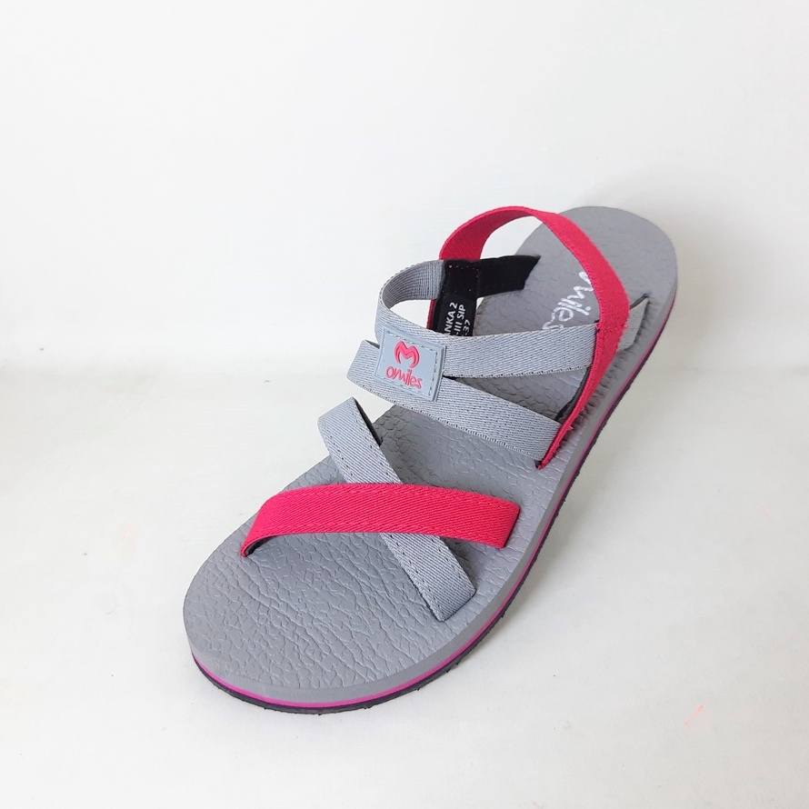 Sandal Flat OMILES IVANKA 2 Sandal Wanita - Grey Fuchia