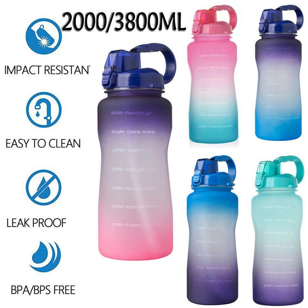 Suyo Botol Air Minum Ekstra Besar 3.8 / 2L Dengan Sedotan Untuk Gym / Olahraga