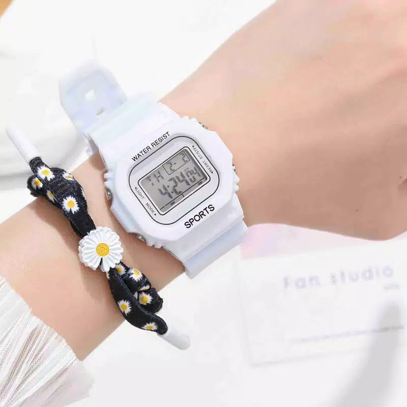 JAM TANGAN RUBBER DIGITAL SEGI GROSIR MURAH KARET SPORT LED PRIA WANITA COUPLE M121