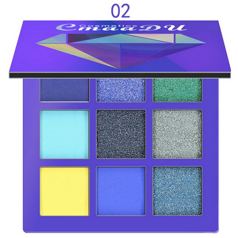 COD CMAADU 9 Warna Eyeshadow Palette Shimmer Waterproof Multiguna Glitter Make Up