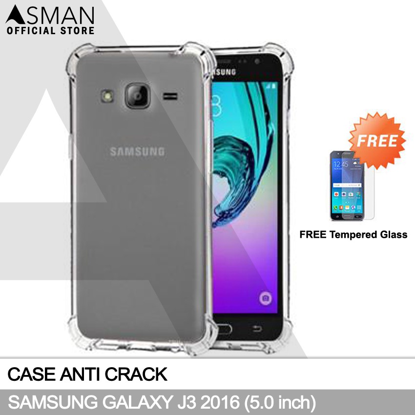 Anti Crack Samsung Galaxy J3 2016 / J310 (5.0&quot;) | Soft Case Anti Bentur + FREE Tempered Glass