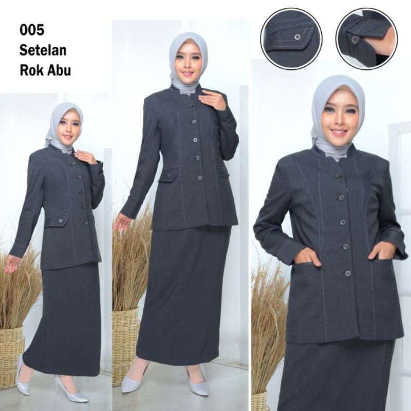 SERAGAM TUNIK PUTIH ROK HITAM A / SET ROK HITAM SPAN / SET CELANA PANJANG HITAM BAHAN KATUN FREE HIJAB