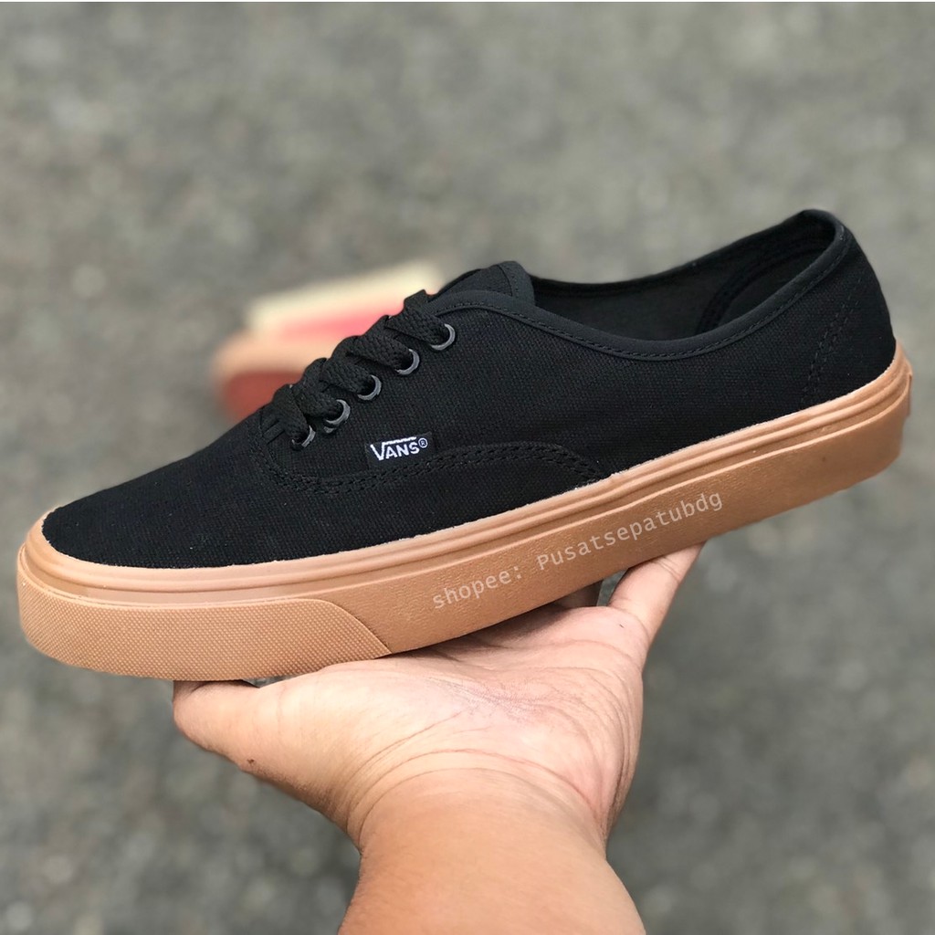 VANS AUTHENTIC BLACK GUM HITAM COKLAT