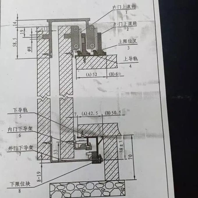 Rel Sliding Yimming 2 Pintu Rel Sliding Gantung Rel Yimming