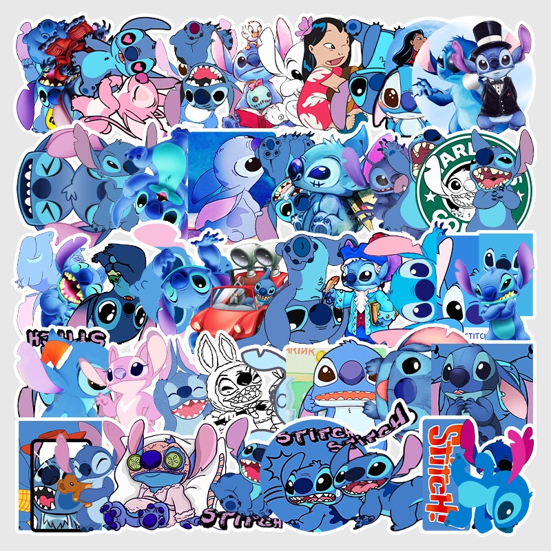 Zhang kartun Stitch stiker bagasi gitar piano sepeda mobil dekorasi grafiti stiker