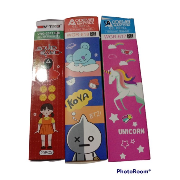 

Isi Gel pen | Gel Refil/ 0,5mm | Isi Pulpen Jel/Gel | Karakter Kartun | Tinta Gel Pen | 1 Box Isi 20 Pcs