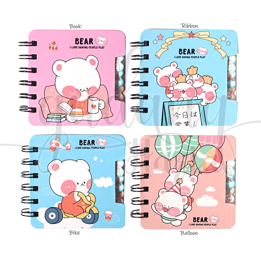 Notebook Mini Spiral Bear Pipi Merah Buku Catatan Notepad GH 308730