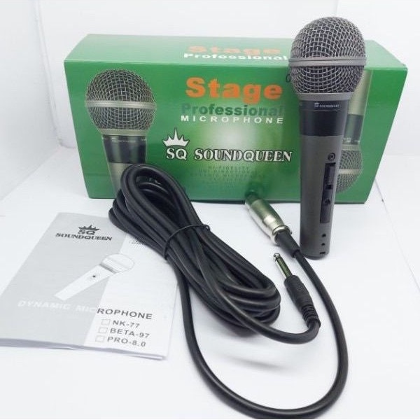 Mic kabel Microphone SOUNDQUEEN pro 8.0 tombol switch On OFF kabel 4 meter