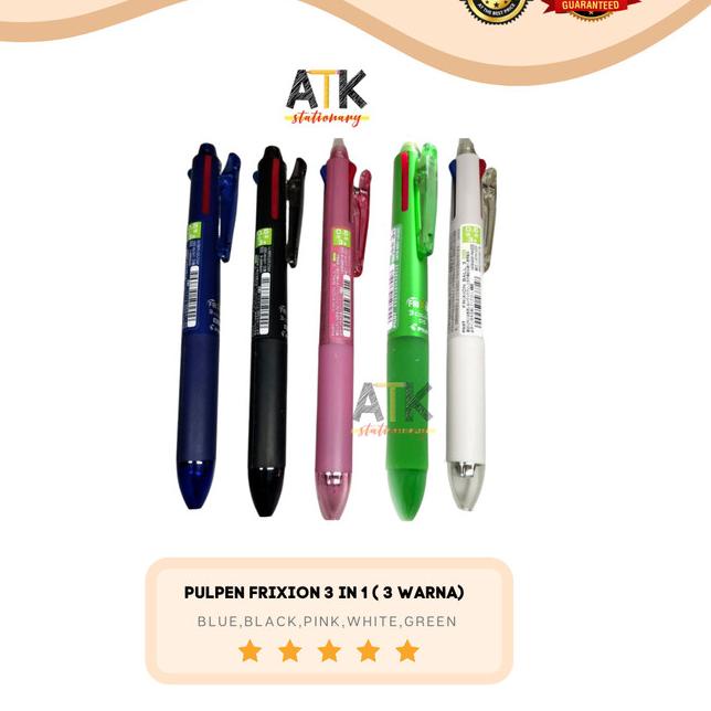 

℮ Pulpen Pilot Frixion Clicker 3 in 1 ( Pulpen 3 Warna) atk - Hitam ➦