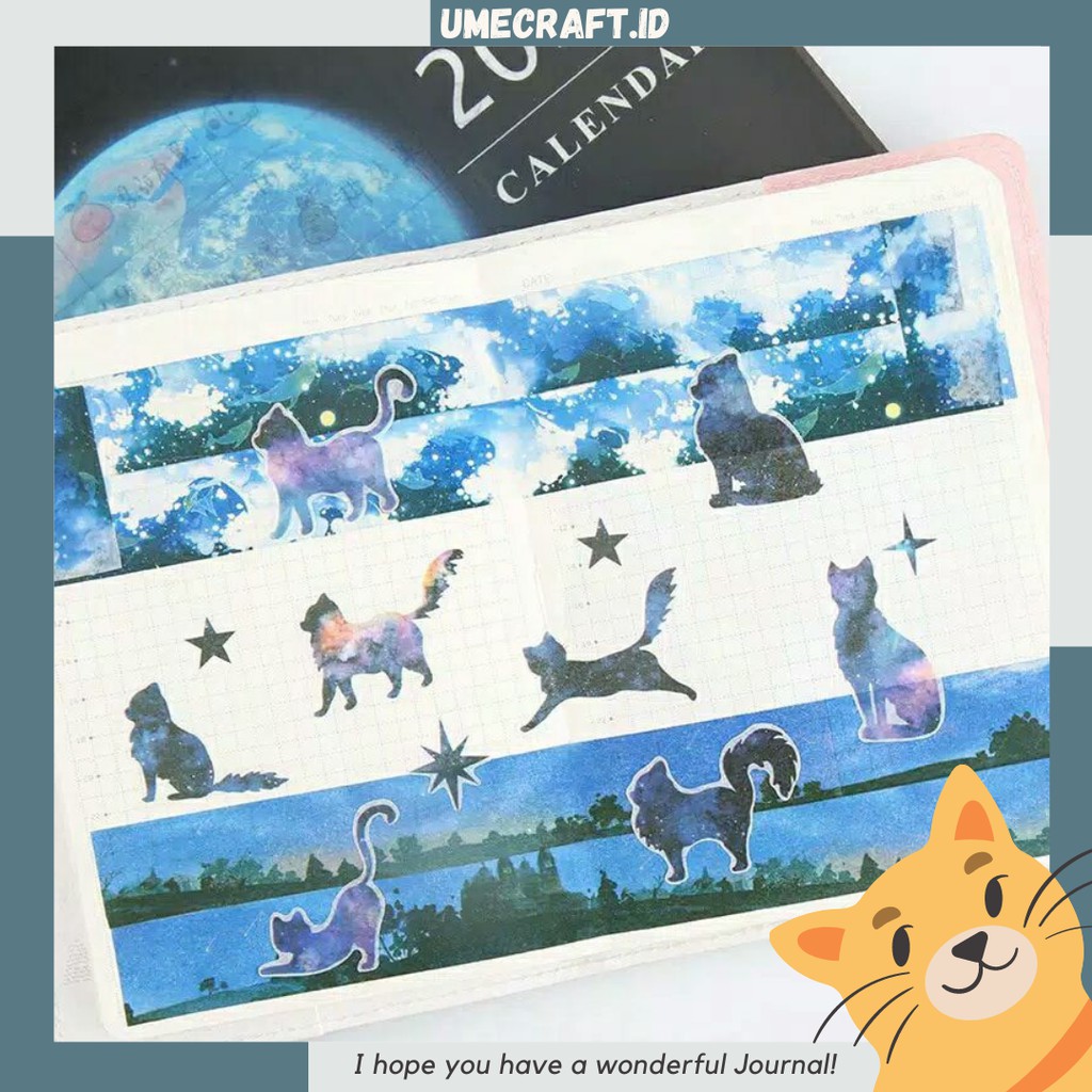 

Stiker siluet galaksi kucing 6pcs | Journal | Planner | Stationery | Dekorasi scrapbook