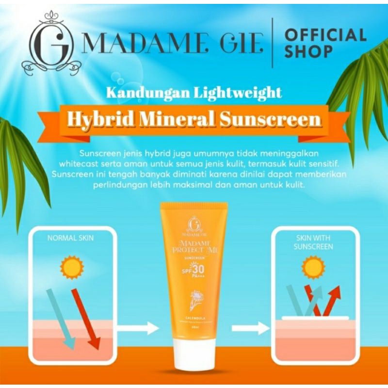 FREE CERMIN | SUNSCREEN MADAM GIE SPF 30 PA+++ WITH CALENDULA | BPOM | 60gr