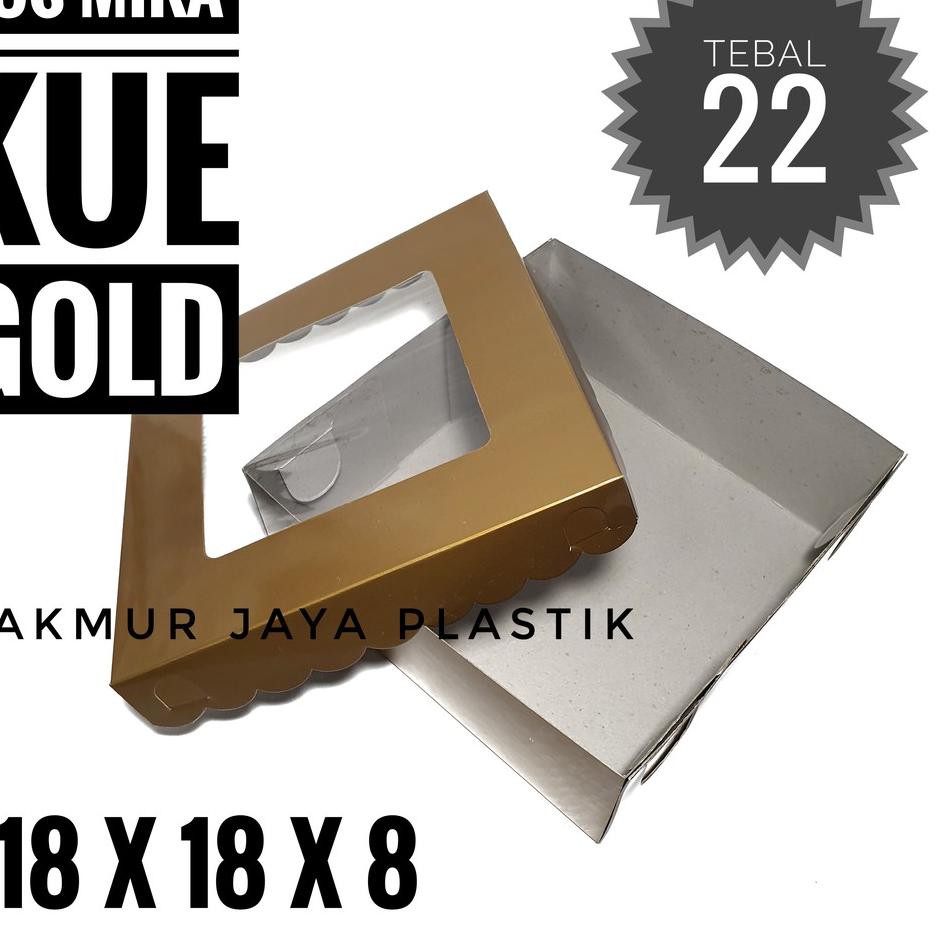 

★★★ JHA [ DUS KUE MIKA - EMAS 22 ISI 5 PC ] PAPER BOX DUS GOLD TUTUP MIKA 22 X 22 ✯ ✩