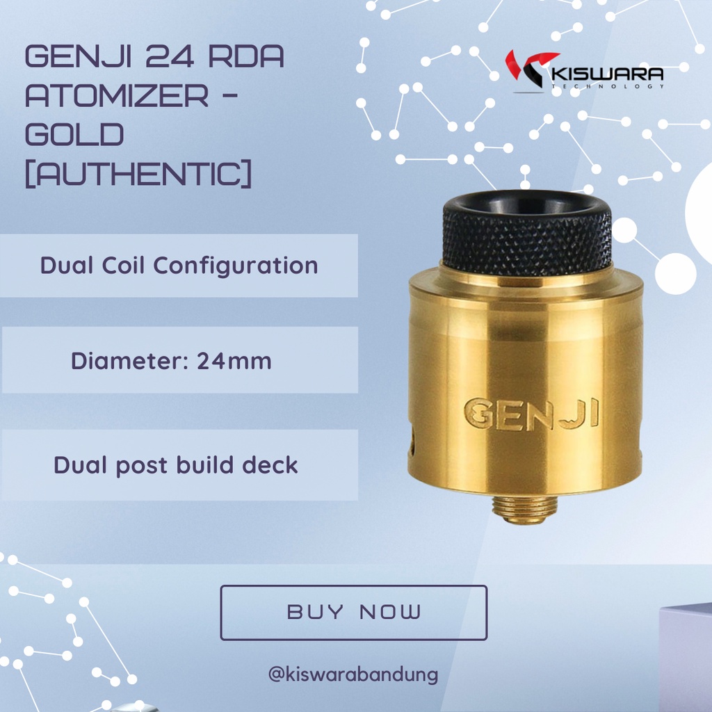 Genji 24 RDA Atomizer - GOLD [Authentic] KiswaraBandung