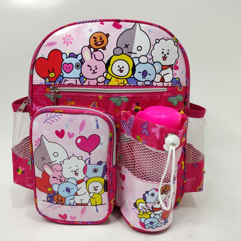 Tas Anak Sekolah Ransel Kecil Gambar BT21 / Untuk Tk sampai SD / Gratis Botol Minum / Termurah dan K