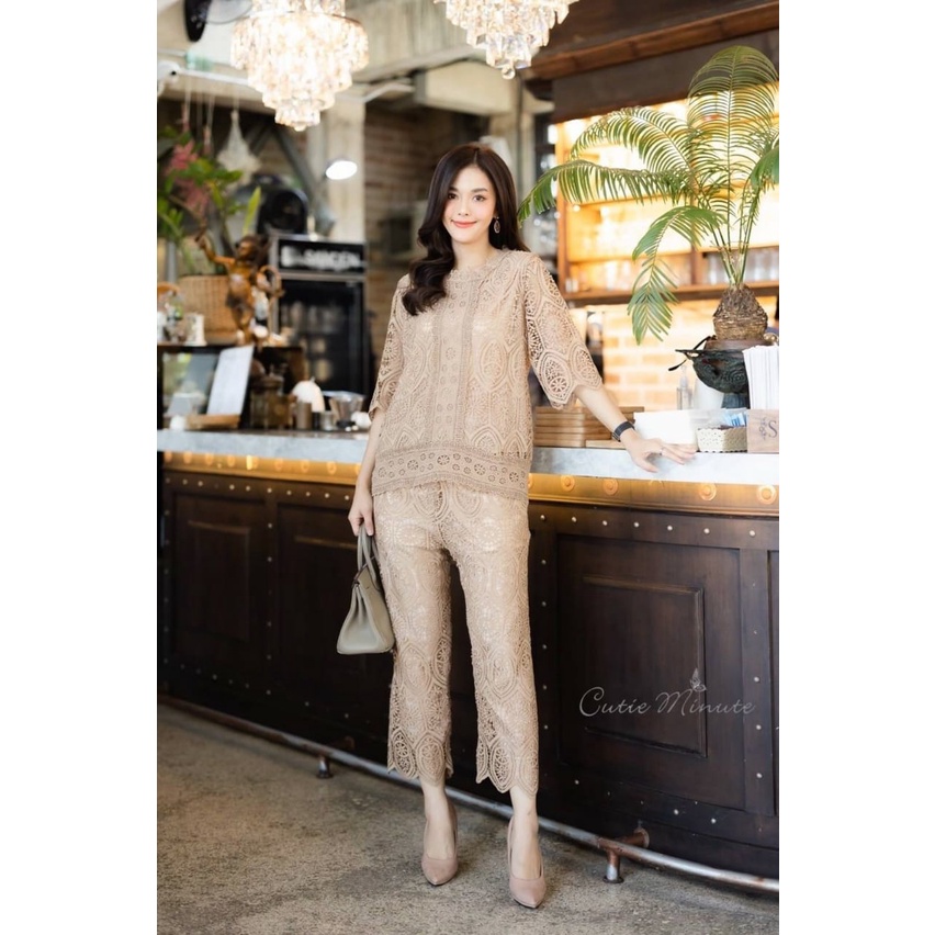 Setelan bangkok brokat Cutie Minute coklat