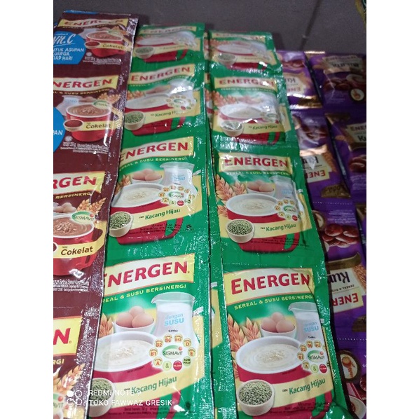 Energen cokelat vanilla kacang hijau Kurma Susu Sereal Renteng 10 Pcs x 30 gr