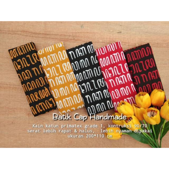 Kain batik cap handmade motif aksara jawa