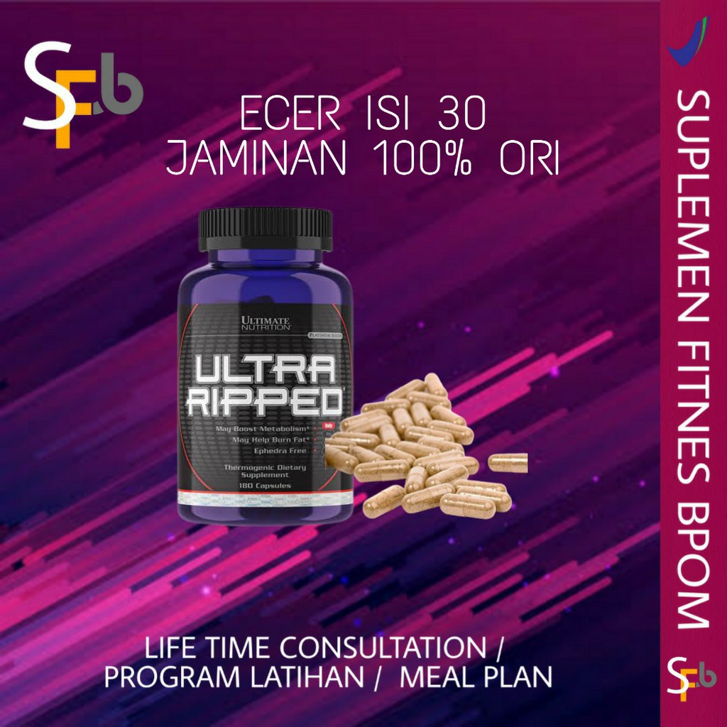 ultra ripped ultimate nutrition isi 30 capsule fat burner pembakar lemak