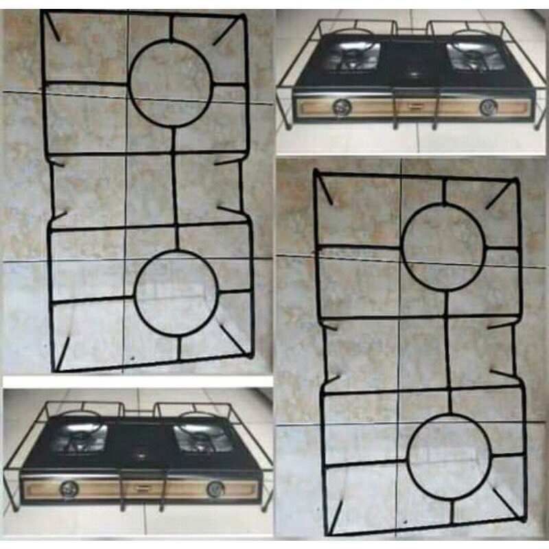 Dudukan kompor gas 2 tungku tangkringan oven pengaman rinnai 522