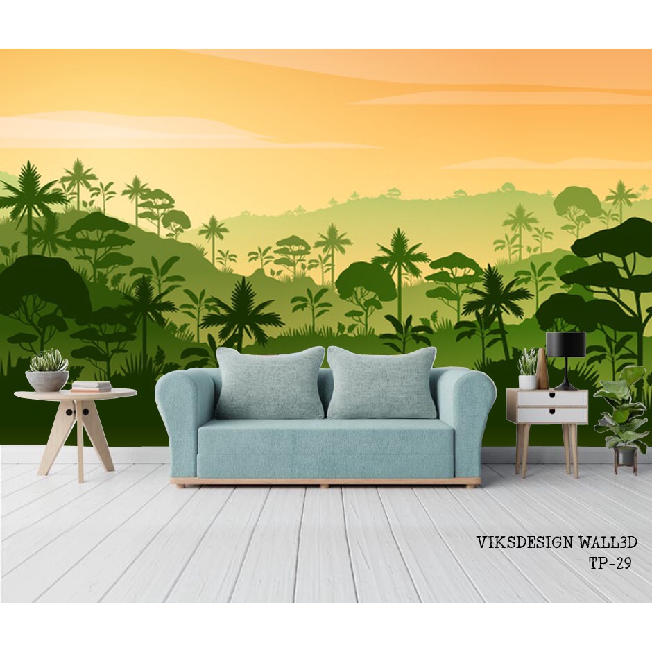 PUSAT CETAK Wall Stiker Dinding Wallpaper Pemandangan Alam Pegunungan Mural 3d