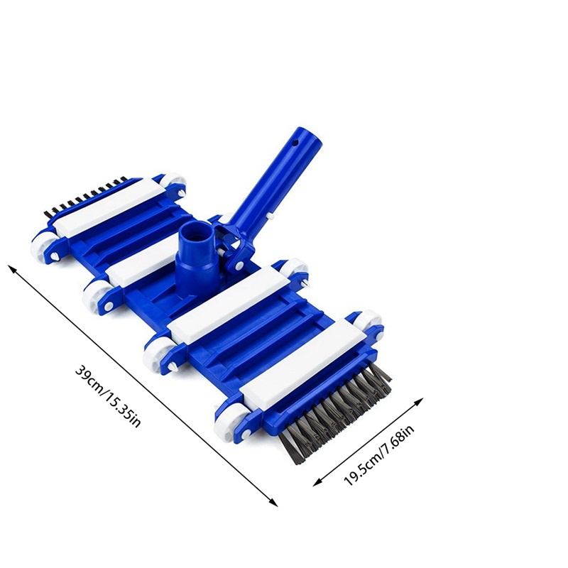 Kepala Sikat Vakum Kolam Renang 14inch Tugas Berat,Vakum Kolam Fleksibel dengan Roda Sikat Samping Kolam Ikan Alat Pembersih Kolam Renang Pembersih Kolam