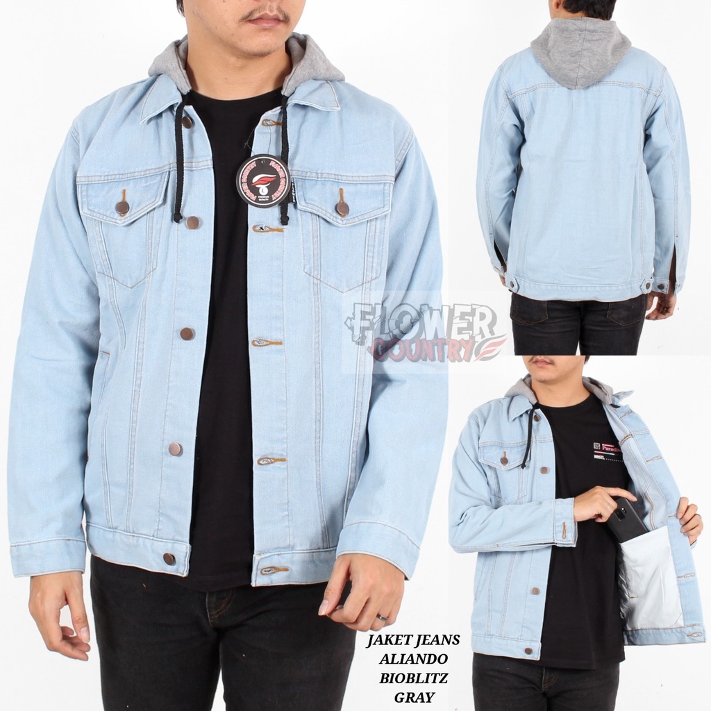 Jaket Jeans Denim Hodie Keren Gaya  Original FLOWER COUNTRY