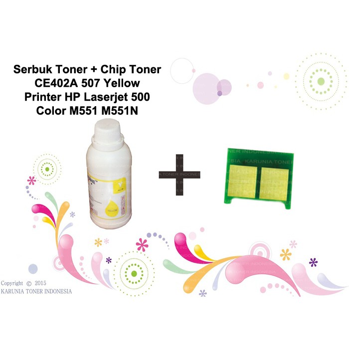 Serbuk Toner + Chip Toner CE402A 507 Yellow Laserjet 500 Color M551