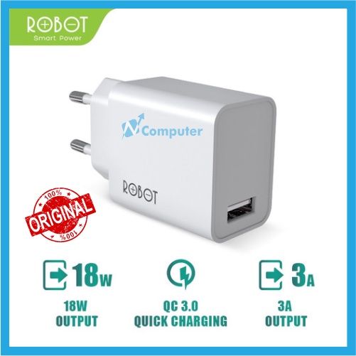 Charger Robot RT-F1 Input USB A 18W 3A QC3.0 Fast Quick Charge