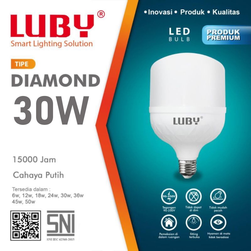 Lampu Bohlam LED 30 Watt Luby Diamond New Generation Samsung Inside Putih Original