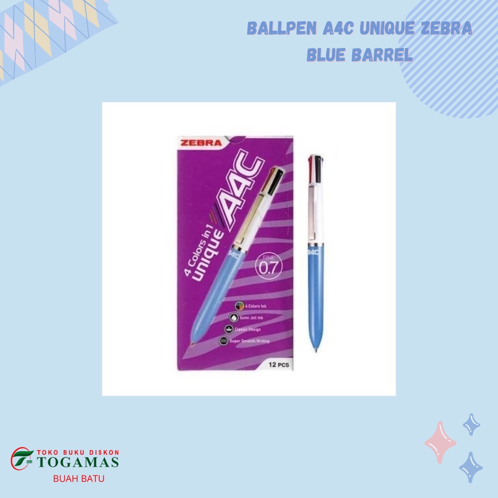 

BALLPEN A4C UNIQUE ZEBRA BLUE BARREL