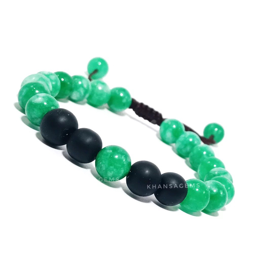 GELANG BATU GIOK CHINA X ONYX DOFF DIM 8MM MODEL TALI SHAMBALA AKSESORIES FASHION