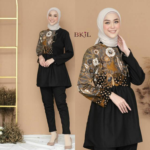 tey-17 Batik wanita ASJ SA HRB026 Kenongo Kemeja Tosca Pendek-1