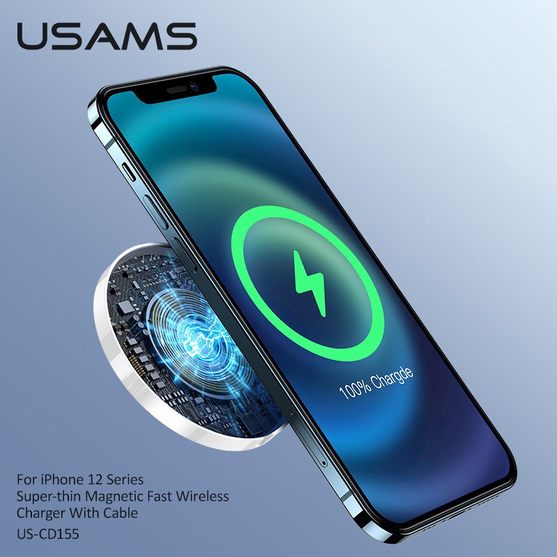 USAMS Super-Thin Magnetic Fast Wireless Charger for iPhone 12 Series