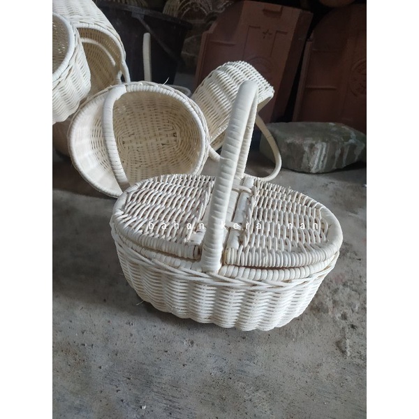 keranjang piknik mini oval/readystok keranjang piknik/keranjang piknik