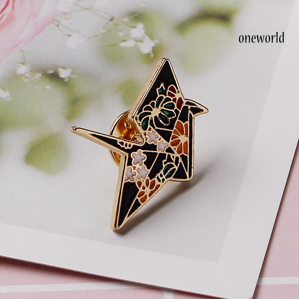 OW@ Cute Crane Pattern Badge Unisex Fabric Decor Enamel Brooch Pin Jewelry Gift