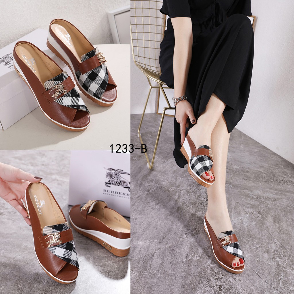 Canvas and Leather Wedges Shoes 1233-B TC