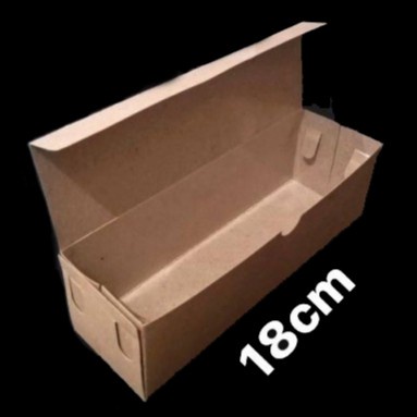 

dus packing bolu gulung mini box kemasan rollcake kotak laminasi coklat polos kardus ukuran 18x5x5 cm
